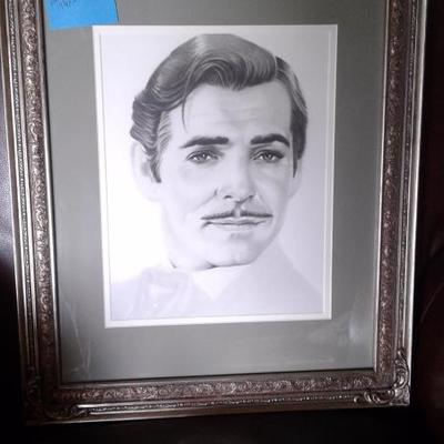 Clark Gable Black and White Lithograph Print by Gary Saderup