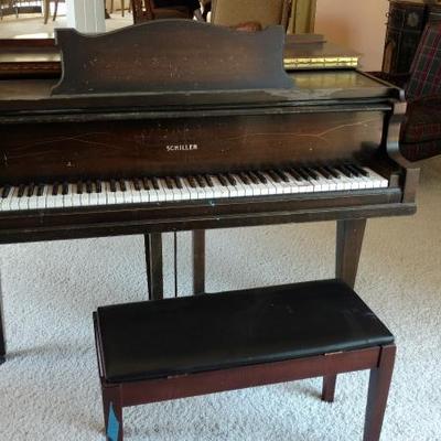 ●Schiller Baby Grand Piano with Padded Bench