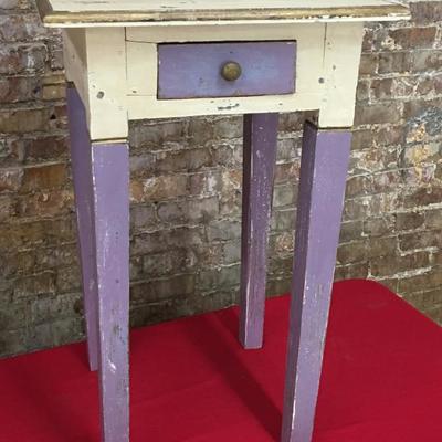Distressed Painted Lamp Table w/Drawer, lavender & cream...