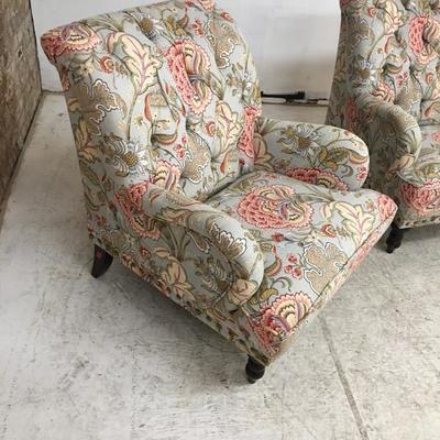 Pair of Upholstered Chair, Tufted Back New Condition.