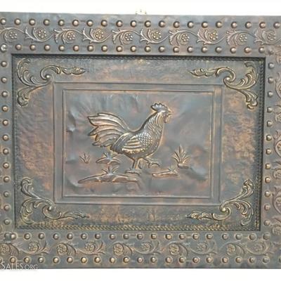 Tin Rooster Wall Hanging, Antique Patina