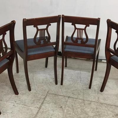 Lot/4 Duncan Phyfe Lyre-Back Mahogany Dining Chairs
