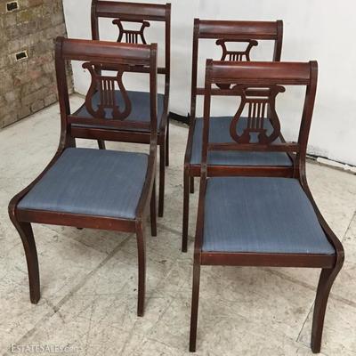 Lot/4 Duncan Phyfe Lyre-Back Mahogany Dining Chairs