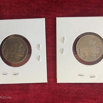 Pair of Buffalo Nickels US Coins 1937