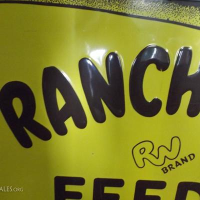 Ranch Way Feeds Sign Large Vintage Metal Sign