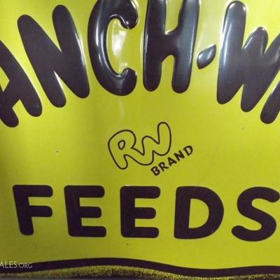 Ranch Way Feeds Sign Large Vintage Metal Sign