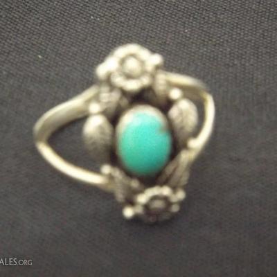 Signed Turquoise and silver ring (MORE JEWELRY ADDED to this Auction)