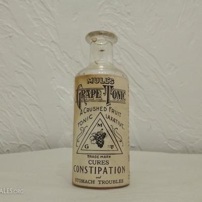1906 Antique Mull's Grape Tonic Constipation Cure Bottle 