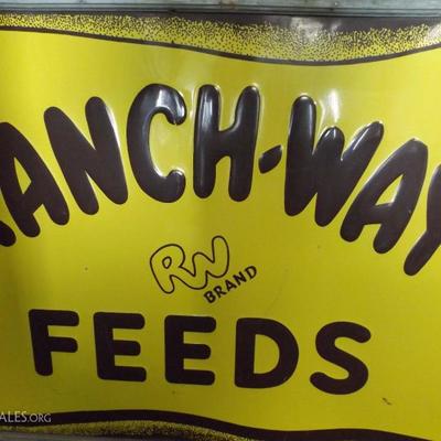 Ranch Way Feeds Sign Large Vintage Metal Sign