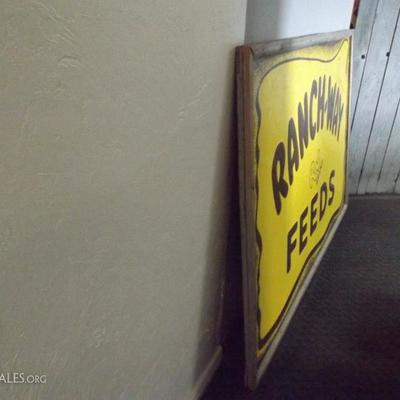 Ranch Way Feeds Sign Large Vintage Metal Sign