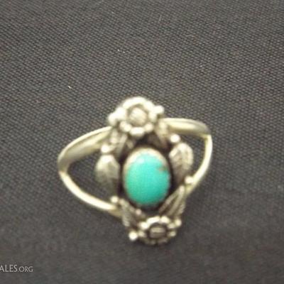 Signed Turquoise and silver ring (MORE JEWELRY ADDED to this Auction)