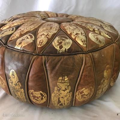 Lot 123 - Leather Pieces, Clay Pot and Artist Gourd