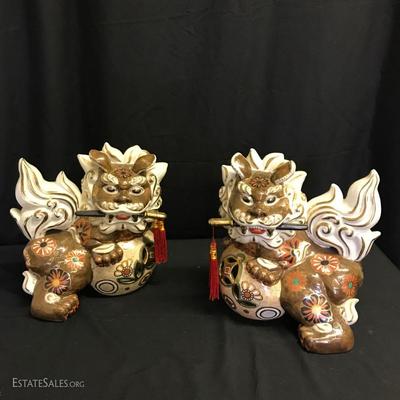 Lot 2 - Large Pair of Japanese Ceramic Foo Dogs