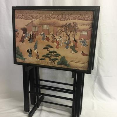Lot 31 - 4 TV Trays and Stand