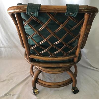 Lot 115 - Five Bamboo Swivel Chairs