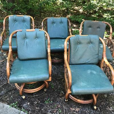 Lot 115 - Five Bamboo Swivel Chairs