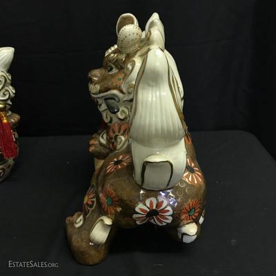 Lot 2 - Large Pair of Japanese Ceramic Foo Dogs