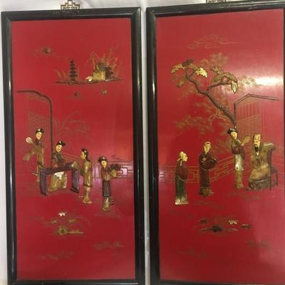 Lot 35 - Mirrors and Chinese Panel Art 