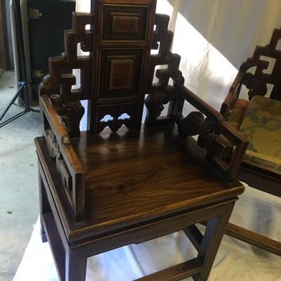 Lot 108 - Two Solid Wood Arm Chairs 