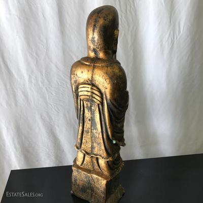Lot 117 - Entertainment Shelf and Wood Statue