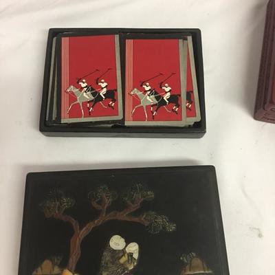 Lot 27 - Decorative Boxes, cards and ashtray