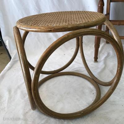 Lot 118 - Cane Chair and Stool
