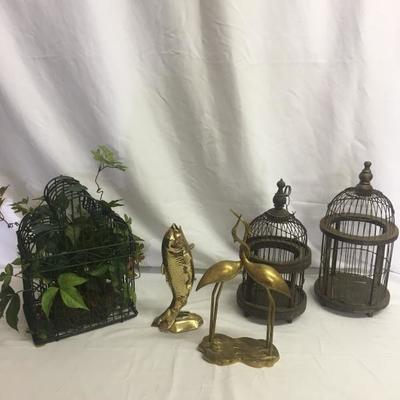 Lot 38 - Bird Cages and Brass Statues