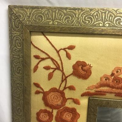 Lot 45 - Needlepoint Framed Mirror and Wood Art