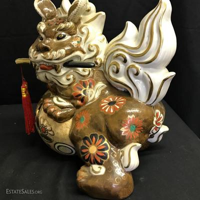 Lot 2 - Large Pair of Japanese Ceramic Foo Dogs