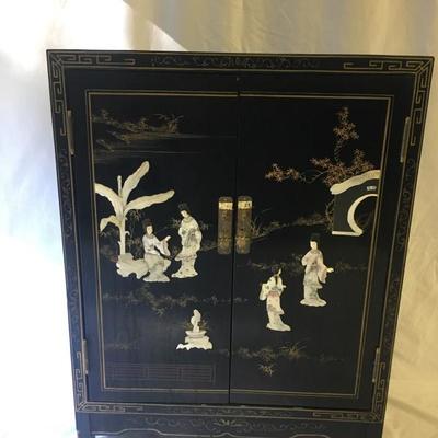 Lot 110 - Black Oriental Cabinet 