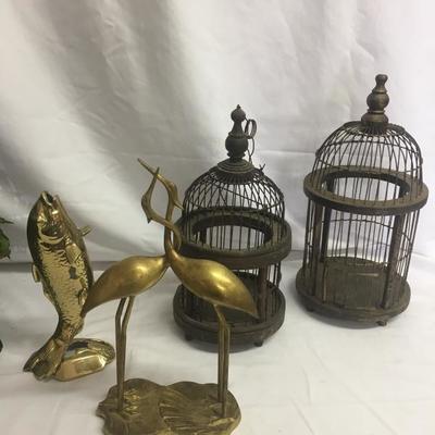 Lot 38 - Bird Cages and Brass Statues