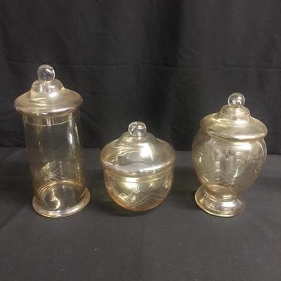 Lot 103 -  3 Glass Canisters and Ornaments 