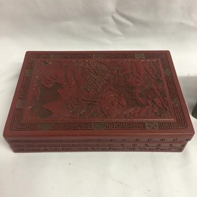 Lot 27 - Decorative Boxes, cards and ashtray