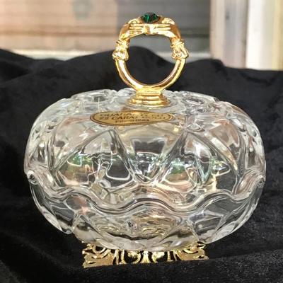 Killarney Crystal 22 Ct Gold Finishing Trinket Box Claddagh Design Top