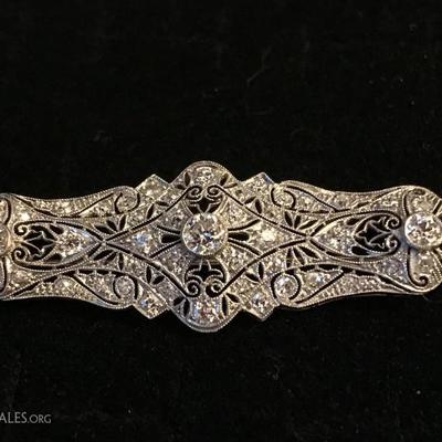 Antique Diamond encrusted Platinum Brooch/Lapel Pin