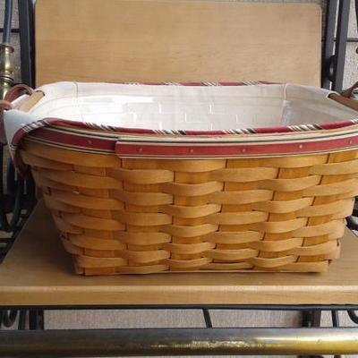 Longaberger Red Trimmed Med Washday Basket w/Liner & Protector