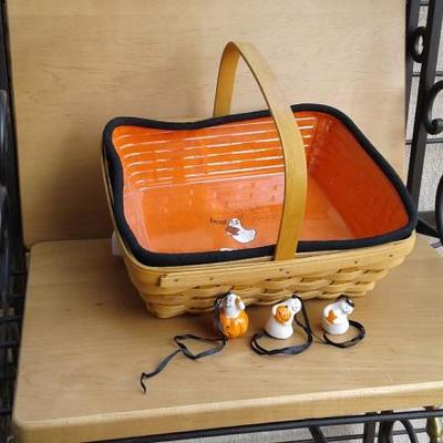 Longaberger Halloween Carry-Along Basket w/Liner, Protector & Tie Ons