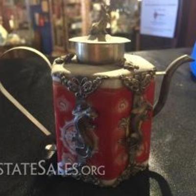Red/Brass Teapot