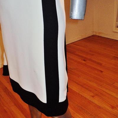 Vtg color block white/black trim wiggle crepe Lord & Taylor dress