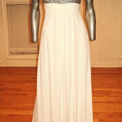 Vtg Jovani Grecian maxi Gown with Austrian crystals details very fluid