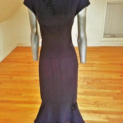 Vtg Karl Lagerfeld crepe midi embellished dress 1980's doing 1930's