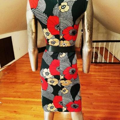 Vtg 1960's Forever Young wiggle dress tortoise buckle belt