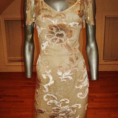 Vtg Escada Couture Germany burnout silk velvet maxi bias gown