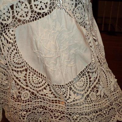 Vtg Hand embroidered and Crochet ensemble skirt/top cotton