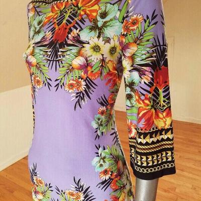  Lilac floral printed wiggle dress boat neck similar to "Maurice" 60's dress