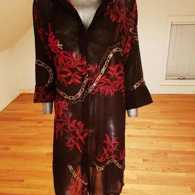 NWT Antica Sartoria Positano Italy signed beaded hand  painted tunic dress 