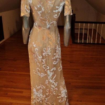 Vtg Escada Couture Germany burnout silk velvet maxi bias gown