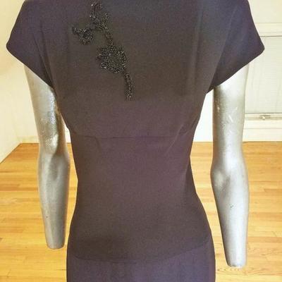 Vtg Karl Lagerfeld crepe midi embellished dress 1980's doing 1930's