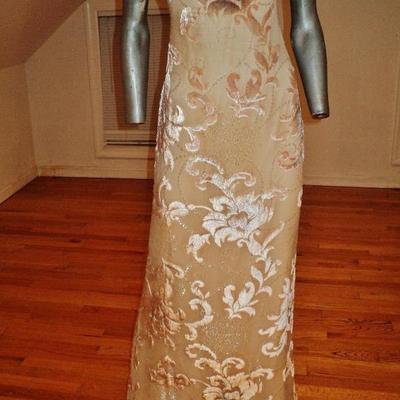 Vtg Escada Couture Germany burnout silk velvet maxi bias gown