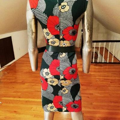 Vtg 1960's Forever Young wiggle dress tortoise buckle belt